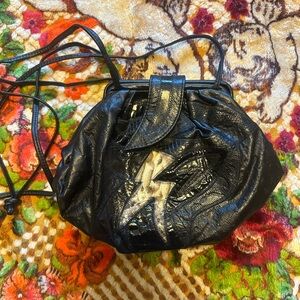 Vintage 1980s crossbody lighting bolt croc skin purse